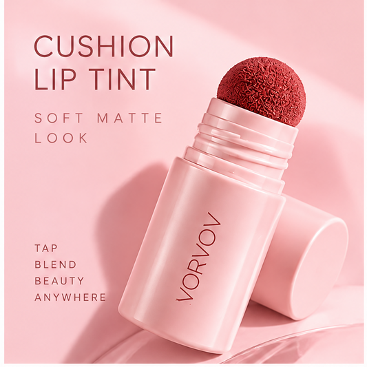 AURVOA Cushion Lip Tint - pink cushion applicator soft matte look