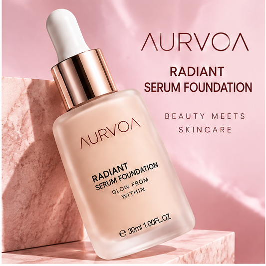 AURVOA Radiant Serum Foundation - glow from within beauty meets skincare 30ml dropper bottle