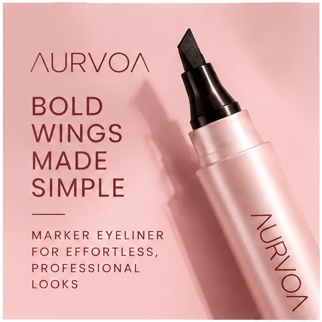 AURVOA Marker Eyeliner - bold wings made simple marker eyeliner for effortless professional looks rose gold angled tip