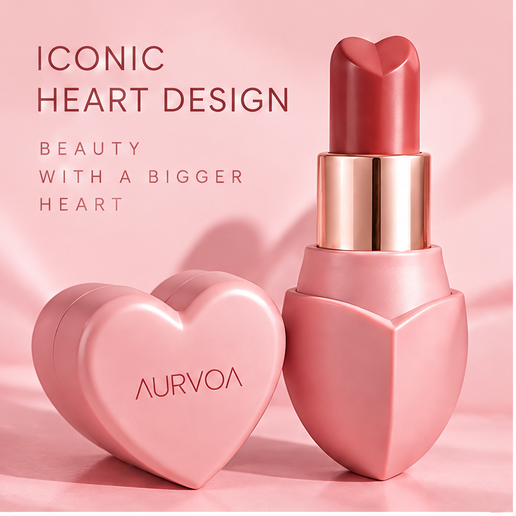 AURVOA Heart Lipstick - iconic heart design beauty with a bigger heart