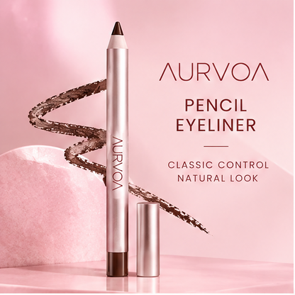 AURVOA Pencil Eyeliner - define beauty naturally rose gold pencil on pink stone