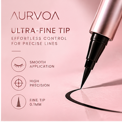 AURVOA Liquid Eyeliner - ultra-fine tip 0.1mm effortless control for precise lines smooth application high precision fine tip close-up