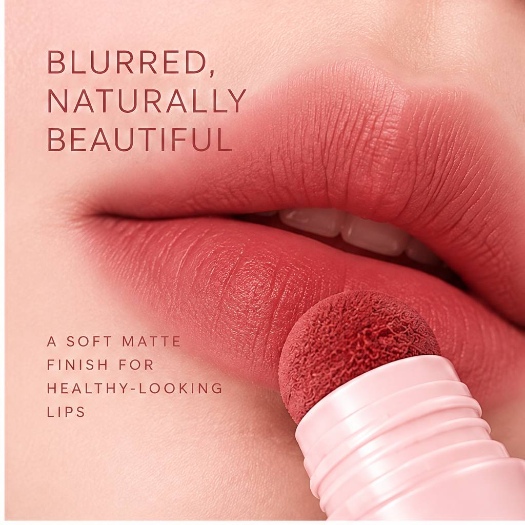 AURVOA Cushion Lip Tint - blurred naturally beautiful lips close-up