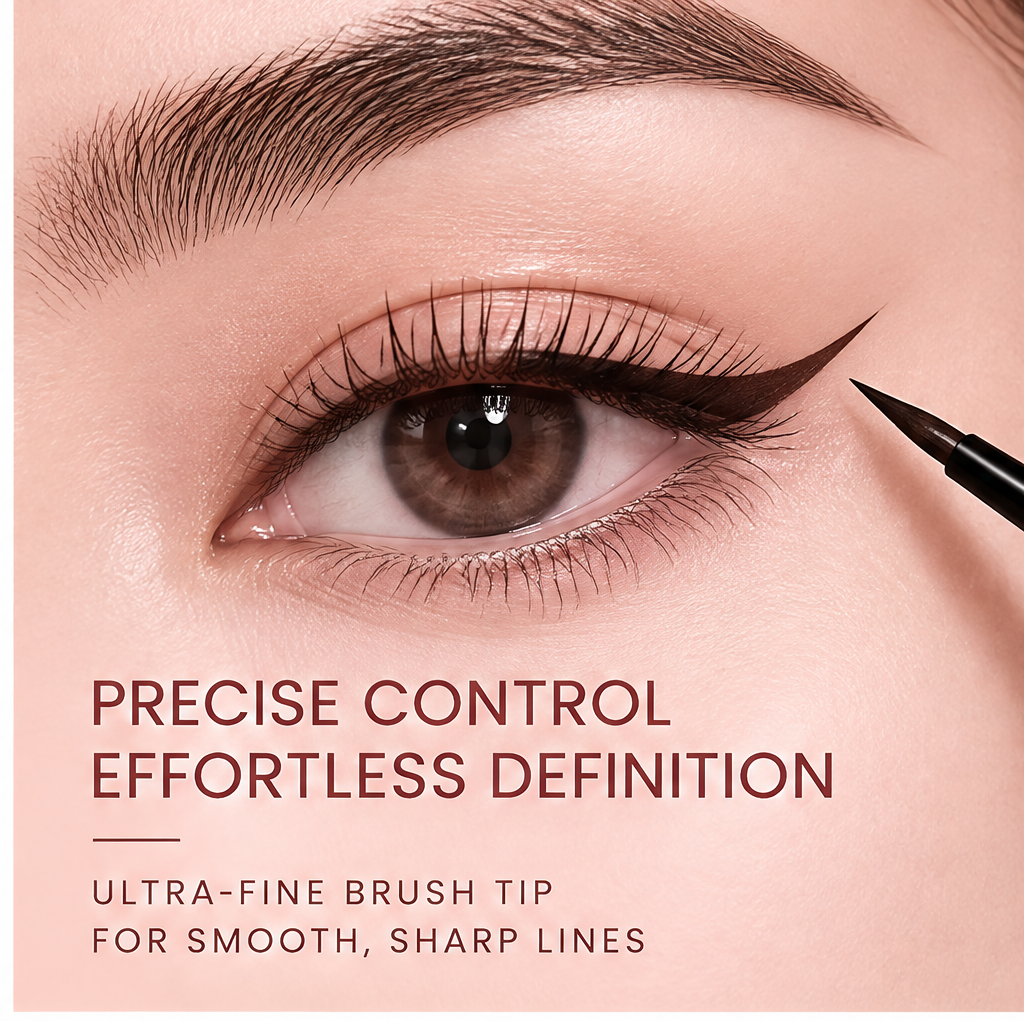AURVOA Brush Eyeliner - precise control effortless definition ultra-fine brush tip for smooth sharp lines eye close-up with wing