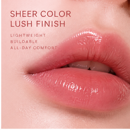 AURVOA Geometric Lip Tint - sheer color lush finish lightweight buildable all-day comfort lips close-up