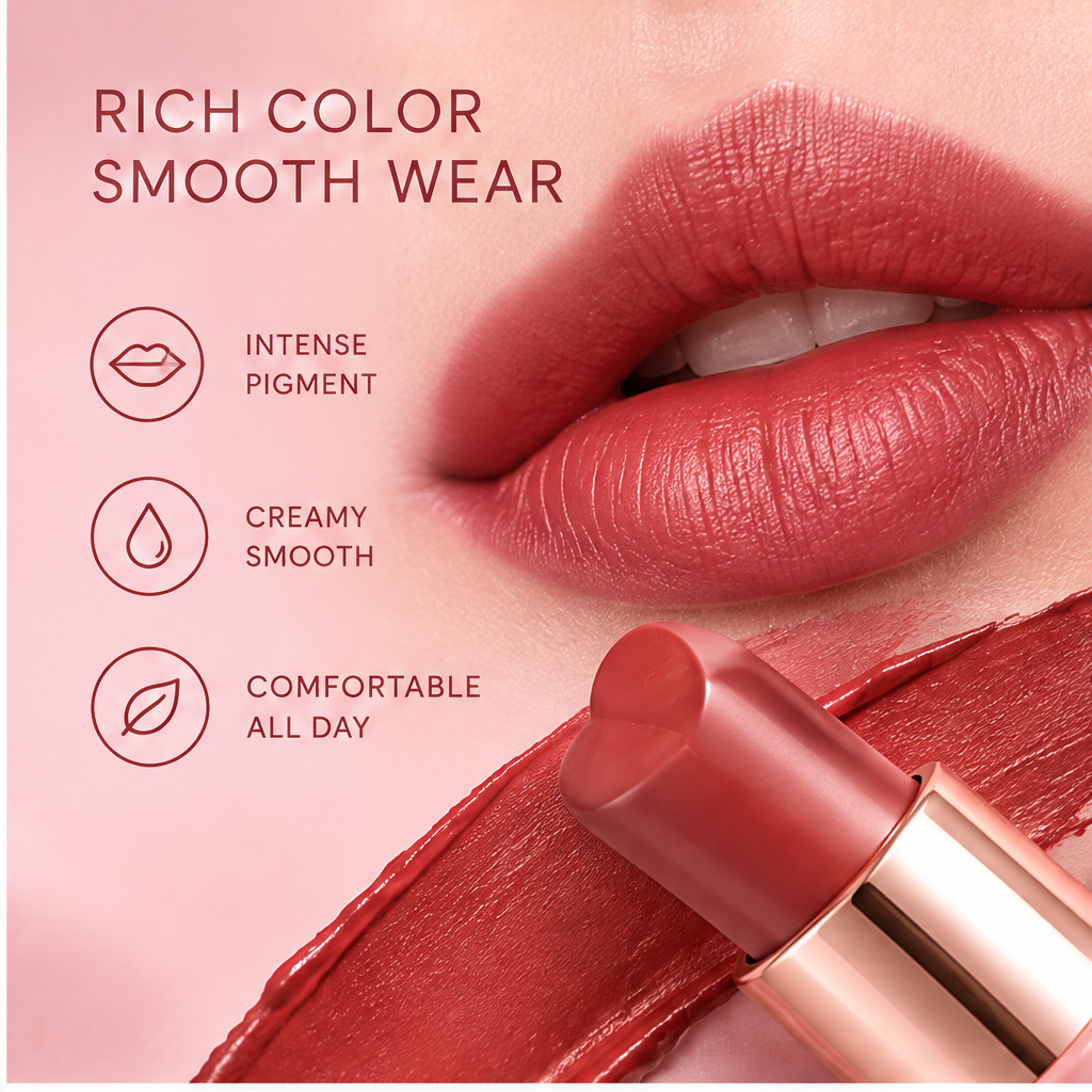 AURVOA Heart Lipstick - rich color smooth wear intense pigment creamy smooth comfortable all day