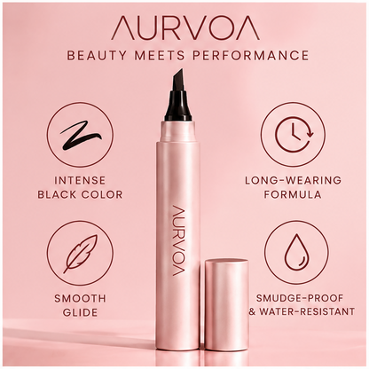 AURVOA Marker Eyeliner - beauty meets performance intense black color long-wearing formula smooth glide smudge-proof water-resistant
