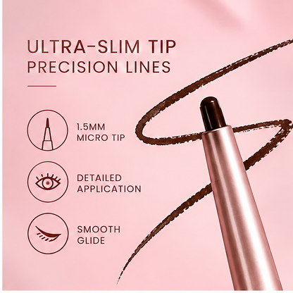 AURVOA Retractable Eyeliner - ultra-slim tip precision lines 1.5mm micro tip detailed application smooth glide brown swatch close-up