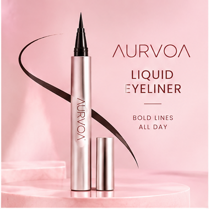 AURVOA Liquid Eyeliner - liquid eyeliner bold lines all day rose gold pen standing upright