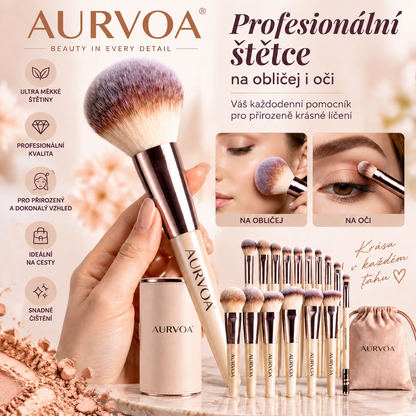 AURVOA PerfectBlend Pro Brush Set - Ultra Soft Bristles for Face and Eyes, Premium Quality