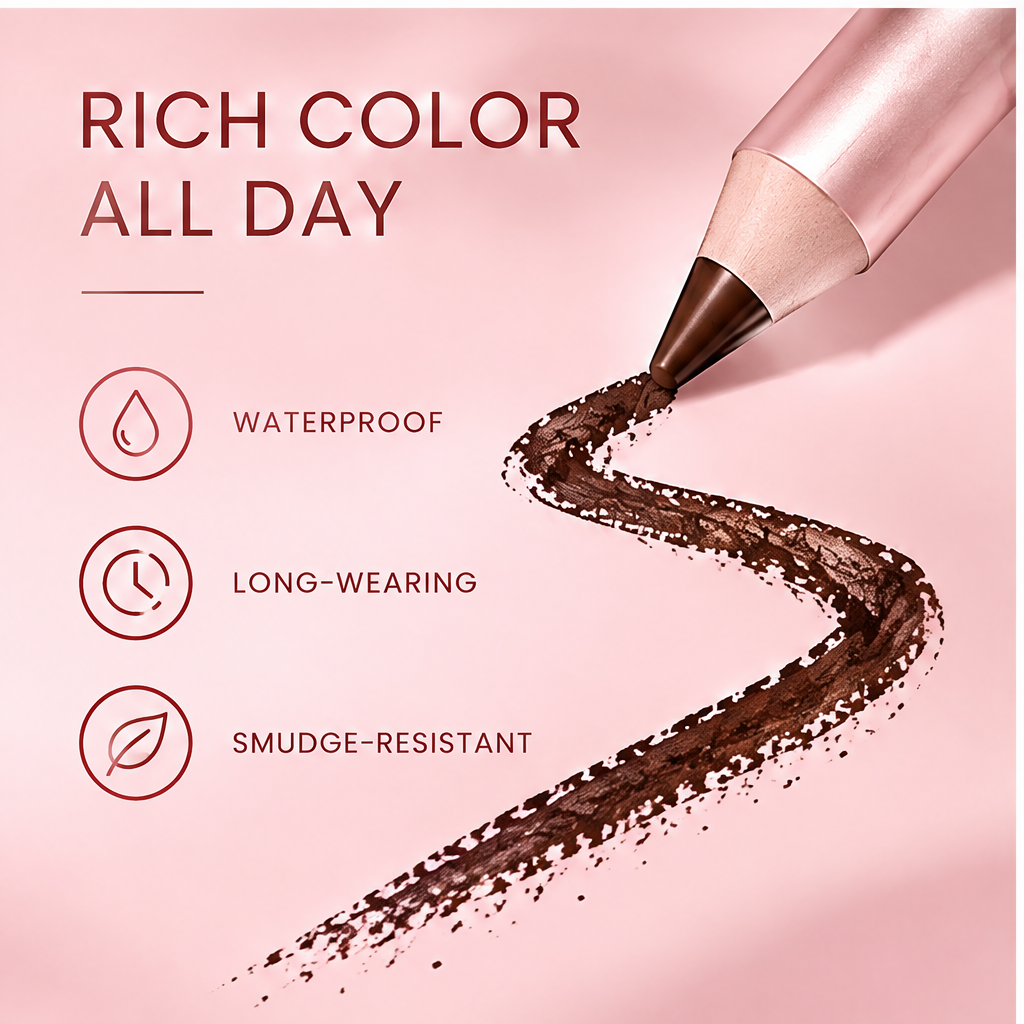 AURVOA Pencil Eyeliner - rich color all day waterproof long-wearing smudge-resistant brown swatch