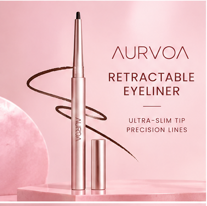 AURVOA Retractable Eyeliner - retractable eyeliner ultra-slim tip precision lines rose gold pen with brown swatch