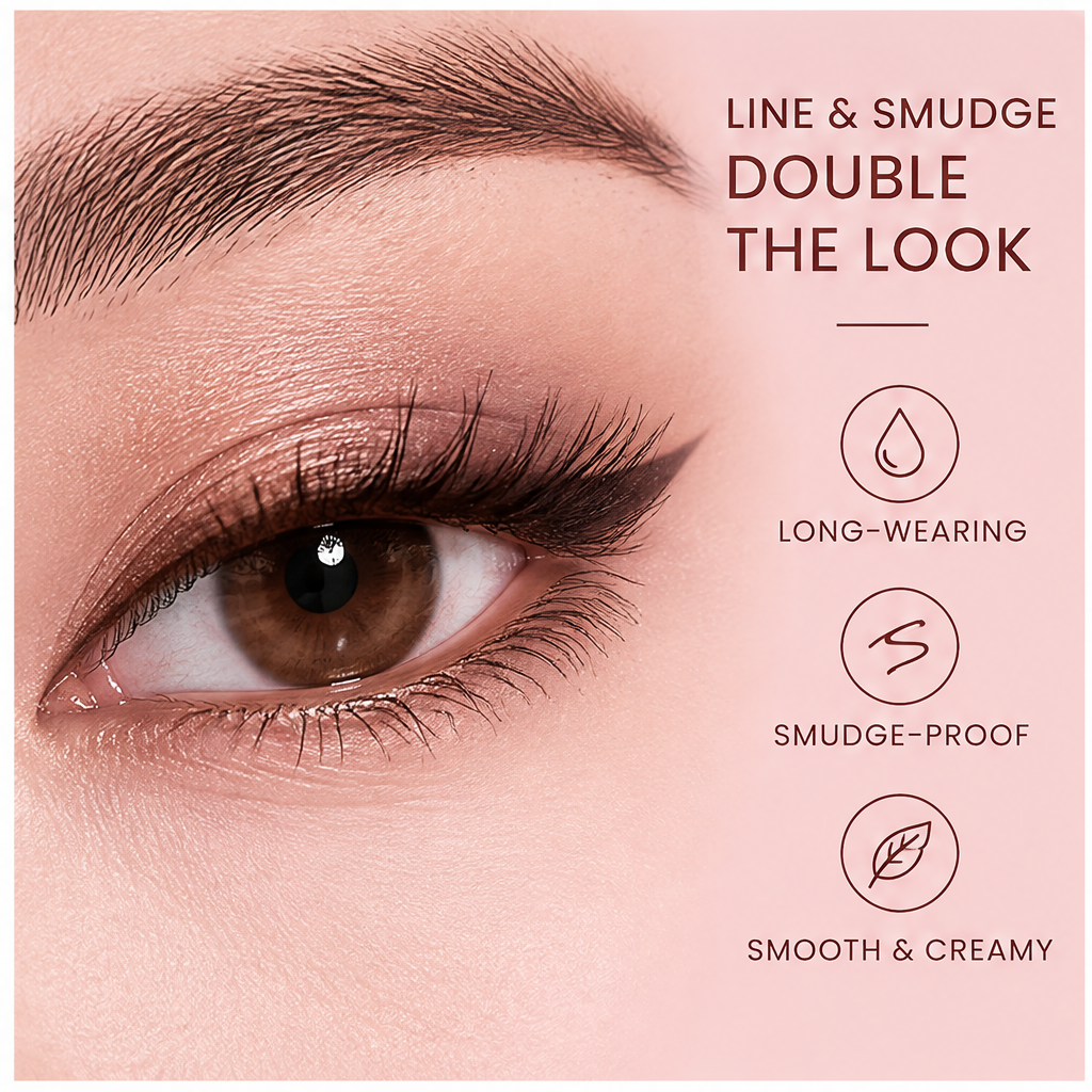 AURVOA Dual-Ended Eyeliner - line and smudge double the look long-wearing smudge-proof smooth and creamy eye close-up with icons