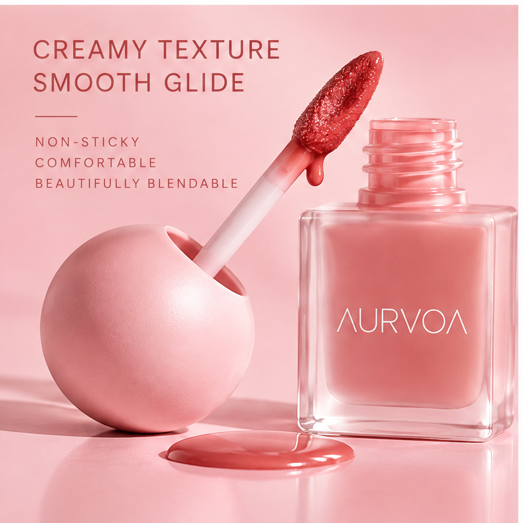 AURVOA Geometric Lip Tint - creamy texture smooth glide non-sticky comfortable beautifully blendable