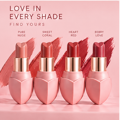 AURVOA Heart Lipstick - love in every shade pure nude sweet coral heart red berry love