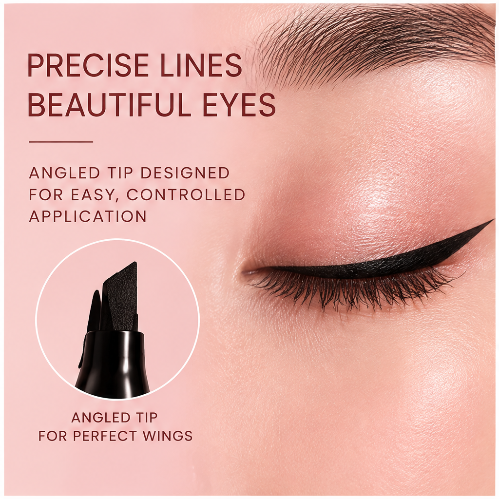 AURVOA Marker Eyeliner - precise lines beautiful eyes angled tip designed for easy controlled application perfect wings eye close-up