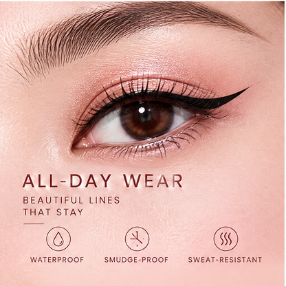 AURVOA Liquid Eyeliner - all-day wear beautiful lines that stay waterproof smudge-proof sweat-resistant eye close-up with wing liner