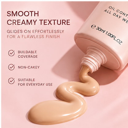 AURVOA Matte Foundation - smooth creamy texture buildable coverage non-cakey suitable for everyday use glides on effortlessly