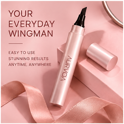AURVOA Marker Eyeliner - your everyday wingman easy to use stunning results anytime anywhere rose gold pen with ribbon