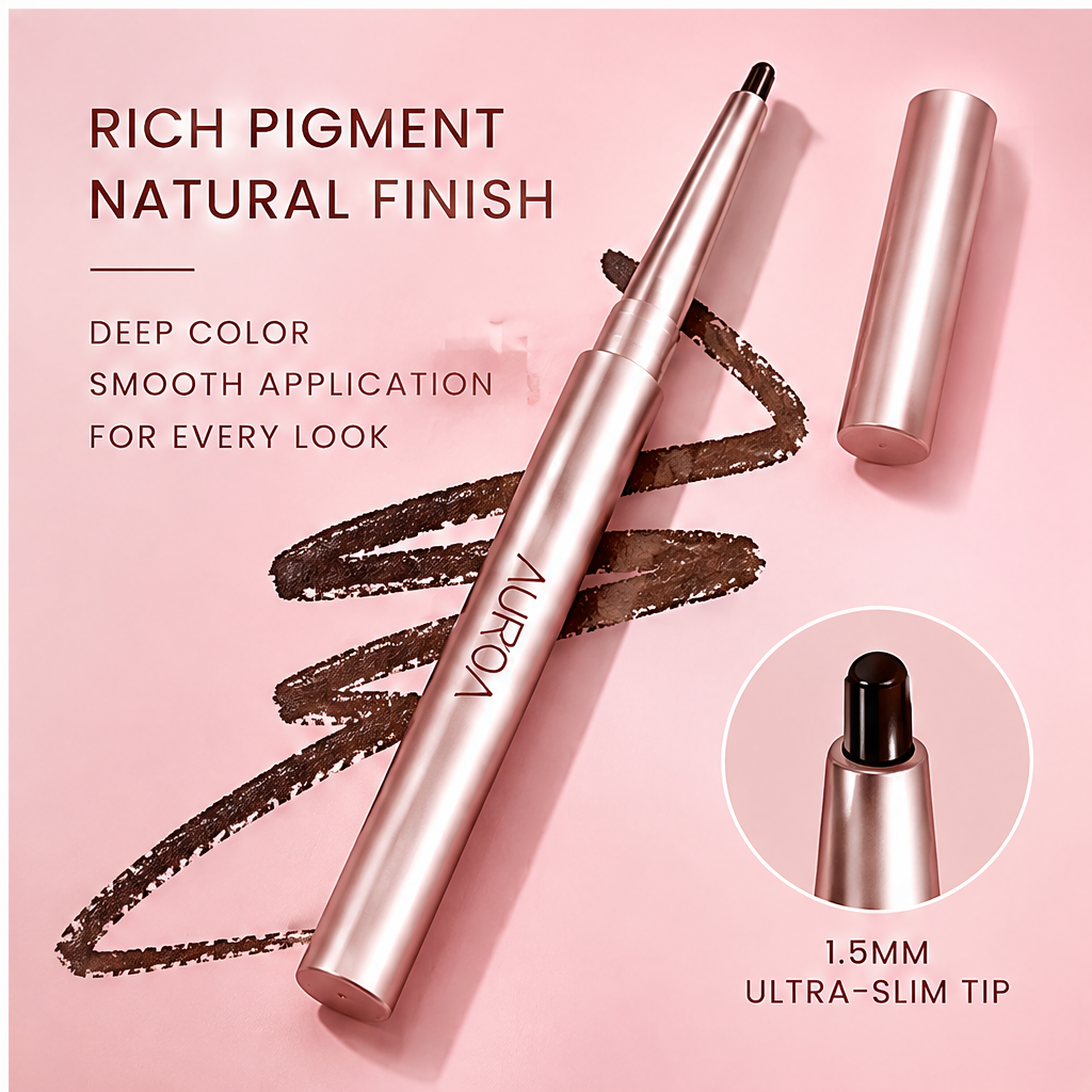 AURVOA Retractable Eyeliner - rich pigment natural finish deep color smooth application for every look 1.5mm ultra-slim tip close-up swatch