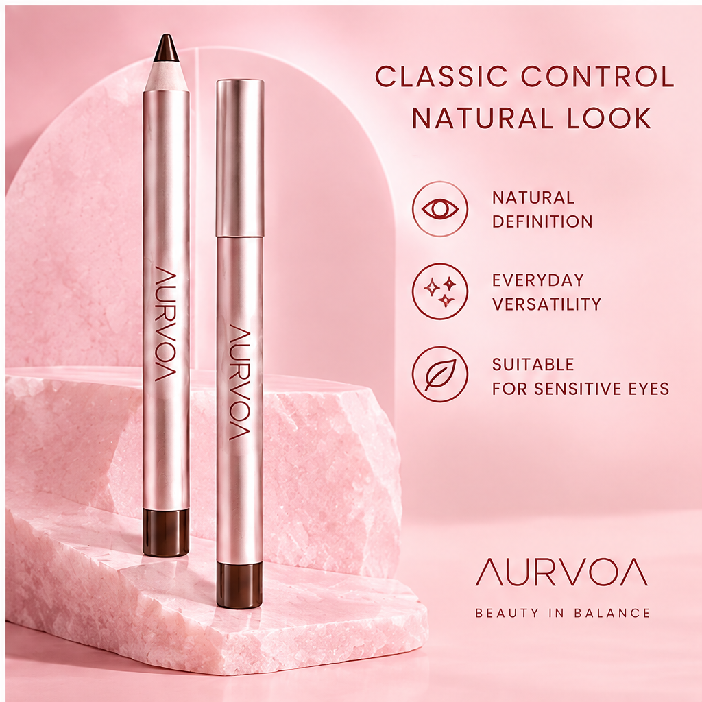 AURVOA Pencil Eyeliner - classic control natural look natural definition everyday versatility suitable for sensitive eyes beauty in balance