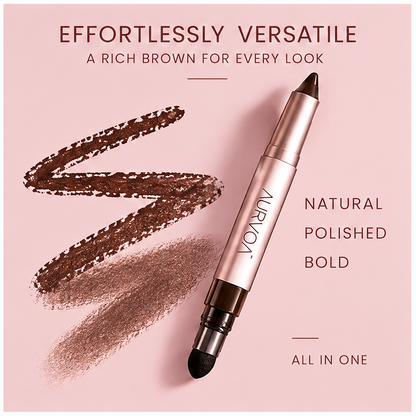 AURVOA Dual-Ended Eyeliner - effortlessly versatile a rich brown for every look natural polished bold all in one three swatches