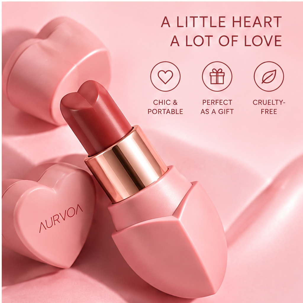 AURVOA Heart Lipstick - a little heart a lot of love chic portable perfect gift cruelty-free