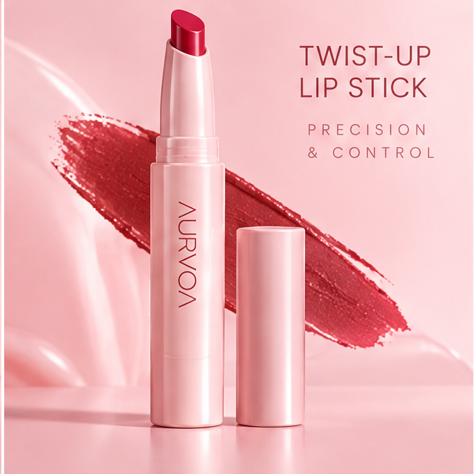 AURVOA Twist-Up Creamy Lipstick - twist-up lip stick precision and control with swatch