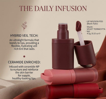 AURVOA Pod Lip Tint - Hybrid Veil Tech and Ceramide Enriched Formula Velvet Terracotta Shade