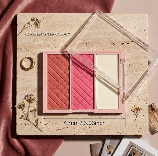 AURVOA Sculpt and Shine Blush Trio - Curated Cheek Colour Palette 7.7cm Pink Compact