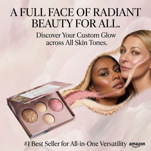 AURVOA Radiant Glow 4-in-1 Face Palette - Full Face Radiant Beauty for All Skin Tones