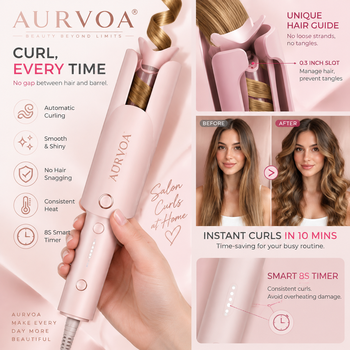AURVOA® SpinWave Smart Automatic Hair Curler